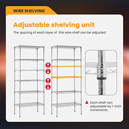 Adjustable Wire Shelving Storage Shelves Heavy Duty Shelving Unit for Small Places Kitchen Garage