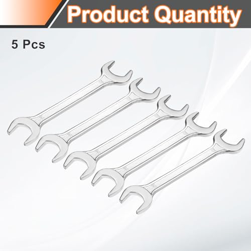5pcs Double Open End Wrench 24mm x 27mm Metric 15 Degree Offset Angle Small Flat Head Wrench Galvanizing Open Ended Spanner for Automotive Repair Furniture Assembly (5 Count)