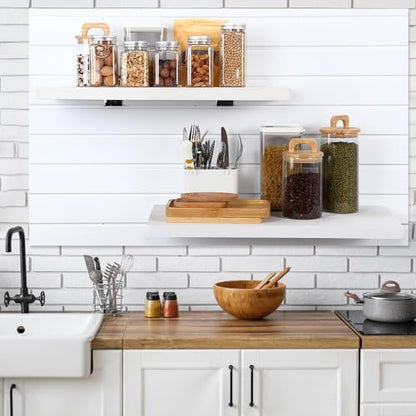 Wooden Floating Shelves for Wall Set of 4 (4 Count)