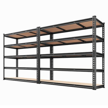 48" W Garage Shelving 3080LBS Storage Shelves 5 Tier Heavy Duty Shelving Adjustable Garage Shelves for Basement (2 Count)