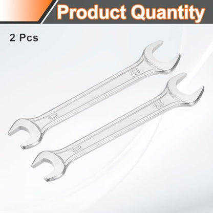 2pcs Double Open End Wrench 10mm x 13mm Metric 15 Degree Offset Angle Small Flat Head Wrench Galvanizing Open Ended Spanner for Automotive Repair Furniture Assembly (2 Count)