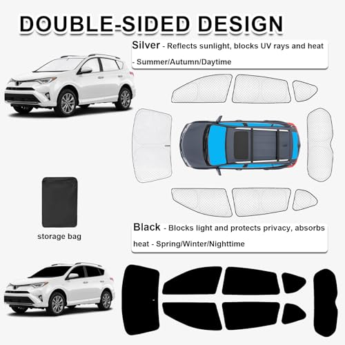 8pcs Thicken Sun Shades for Toyota RAV4 2013 (8 Count)
