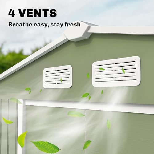 9' x 6' Outdoor Storage Shed Garden Tool Metal Shed Green