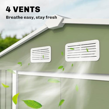 9' x 6' Outdoor Storage Shed Garden Tool Metal Shed Green