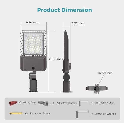 180W Parking Lot Light 32400LM LED Street Lights Outdoor 1Pack