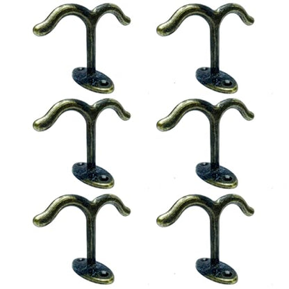 10 Pcs Zinc Alloy Ceiling Double Hook Cabinet Wardrobe Coat Towel Hat Hook Hooks Under Cabinet Shelf (10 Count)