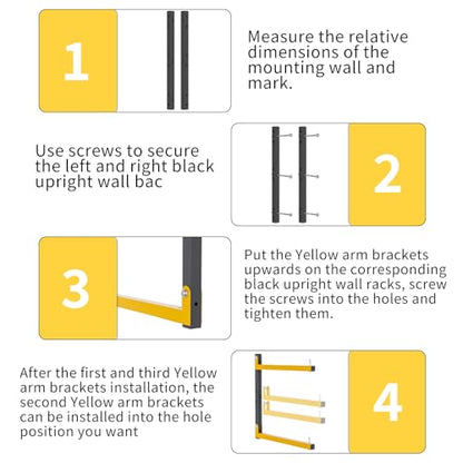 6 PACK Lumber Storage Rack Wall Mount Wood Organizer Storage Racks Heavy Duty Shelf Brackets with 9 (6 Count)