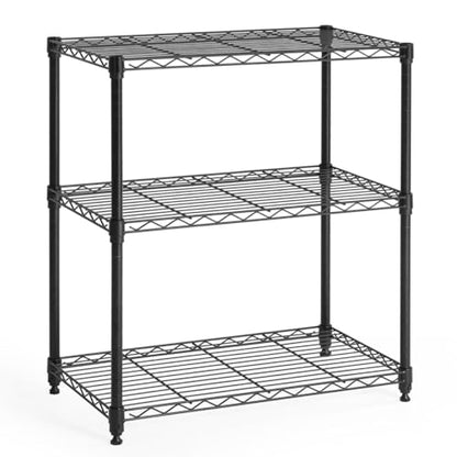 3/4/5-Tier Adjustable Height Wire Shelving Unit, Metal Steel Storage Shelve, Rack Shelving, Garage Shelving Storage Organizer, Utility Storage Shelf, 3-Tier Without Wheels, Black
