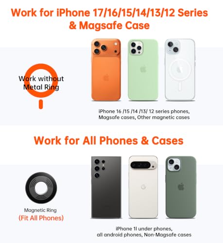 for MagSafe Car Mount【Windshield+Vent+Dash】Magnetic Phone Holder for Car Phone Holder Mount Cell Phone Holders for Your Car Accessories Suction Phone Mount for Car Truck Stand for iPhone 17 16
