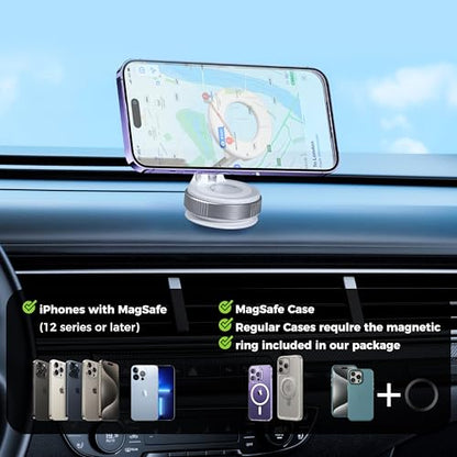 Vacuum Magnetic Phone Holder for Car 360° Adjustable Magsafe Car Mount