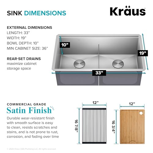 Stainless Steel 33 in Double Bowl Undermount Sink KWU112