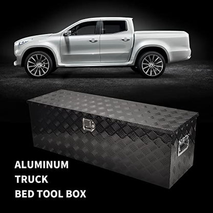 48In Black Aluminum Tool Box 5 Bar Tread ToolBox for Truck Bed Car Outdoor