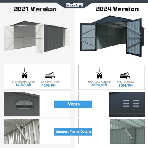 20x13ft Heavy Duty Outdoor Garage Metal Shed