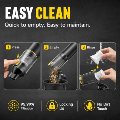 Handheld Car Vacuum Portable Cordless 3 Suction Modes