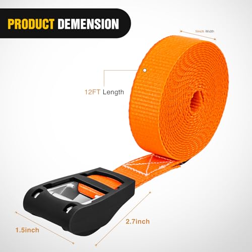 1in x 12ft Heavy Duty Lashing Straps 4PCS (4 Count)