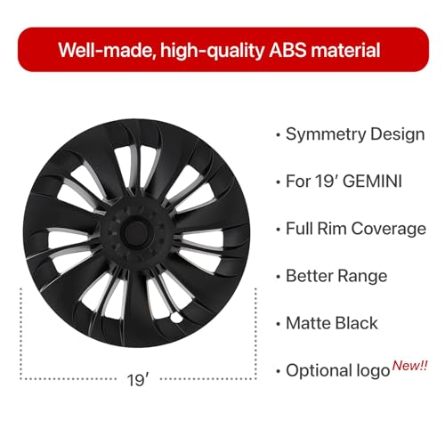 Wheel Cover Fits for Tesla Model Y Hubcap 19 Inch 2020 (4 Count)