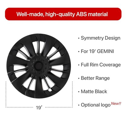Wheel Cover Fits for Tesla Model Y Hubcap 19 Inch 2020 (4 Count)