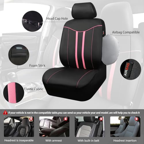 Car Seat Covers Full Set for Women Girls with Waterproof Car Floor Mats
