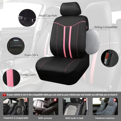 Car Seat Covers Full Set for Women Girls with Waterproof Car Floor Mats