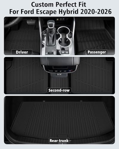 Floor Mats & Cargo Liner Custom Fit for Ford Escape Hybrid 2020
