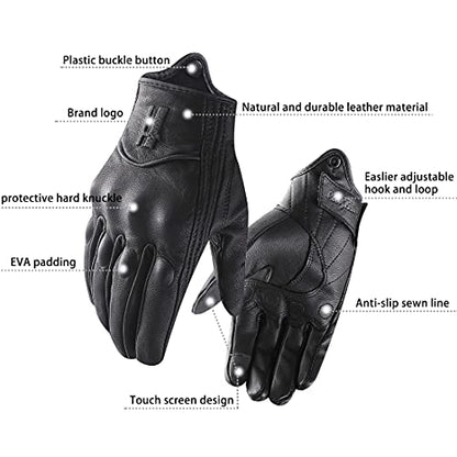 Mens Full Finger Touchscreen Motorcycle Gloves GM028 Black XL