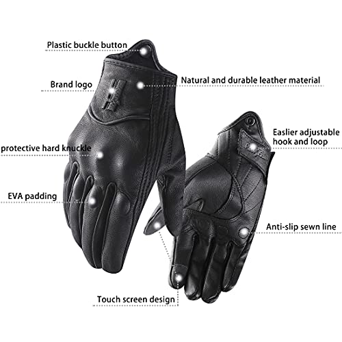 Mens Full Finger Touchscreen Motorcycle Gloves GM028 Black M