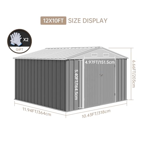 12x10 ft Outdoor Storage Shed