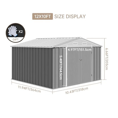 12x10 ft Outdoor Storage Shed