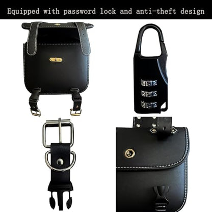 Faux Leather Motorcycle Saddlebags with Lock