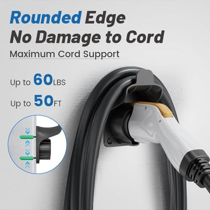 EV Charger Holder SAE J1772 Wall Mount Charging Cable Hanger Organizer
