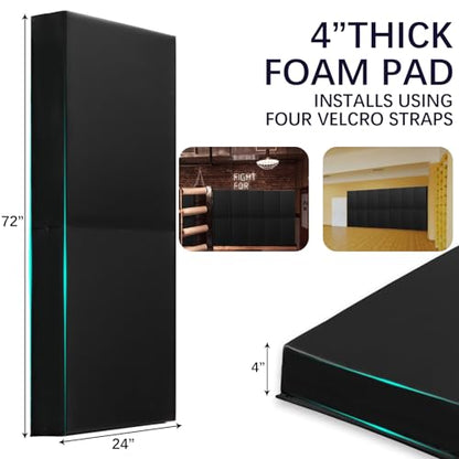 60" 72" High Gym Wall Padding 2" Thick Foam Basketball Court Wall Mount Protector for Garage Taekwondo Babyroom