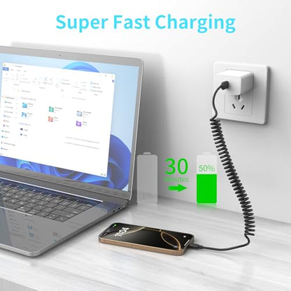 Coiled USB to USB C Cable (2 Count)