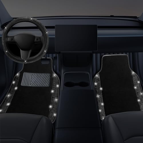 Bling Car Floor Mats Full Set and Steering Wheel Cover
