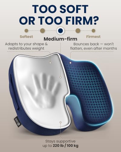 Seat Cushion Memory Foam Chair Cushion for Tailbone Pain Relief