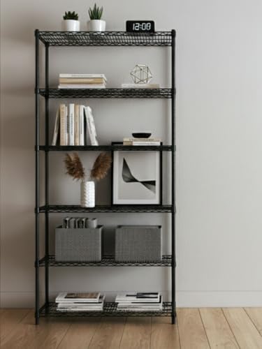Black 5 Tier Metal Adjustable Freestanding Garage Storage Wire Shelving Unit