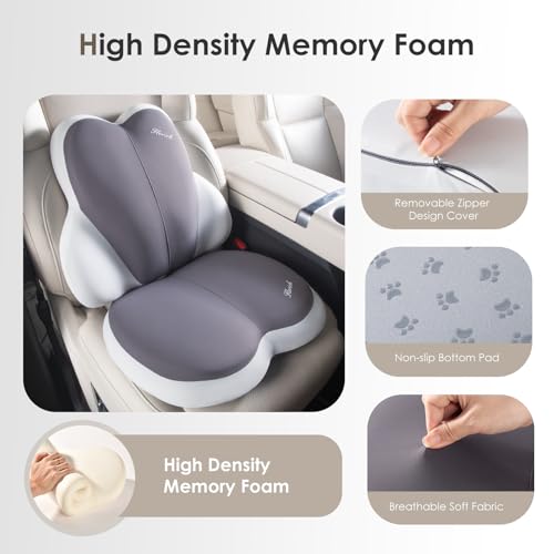 Car Seat Cushion and Back Support for Car Ultrathick Memory Foam Office Chair Cushions with Lumbar Support Pillow for Sciatica & Back & Tailbone Pain Relief