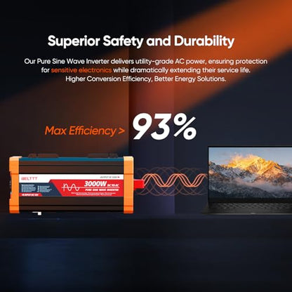 3000W Pure Sine Wave Inverter 12V DC to 120V AC