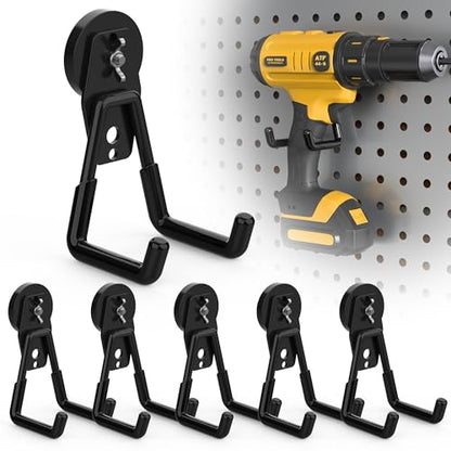 6 Pack Large Heavy Duty Magnetic Hook Extra Strong Magnetic Garage Hooks Big NdFeB Industrial Magnet Hooks Magnetic Utility Storage Holder Organization with Anti (6 Count)