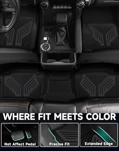 Premium Color TPE Floor Mats for Toyota Tacoma 2024 2025 2026 Double Cab Auto Tran