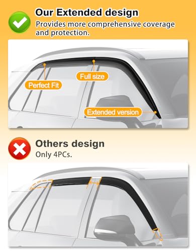 Tape On Window Visors Rain Guards for Toyota RAV4 2019 (6 Count)