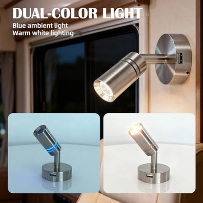 12V Interior LED RV Reading Lamp with 5V USB Port