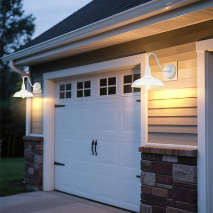 10 Inch Dome Outdoor Gooseneck Barn Light Fixture White Exterior Barn Wall Lantern