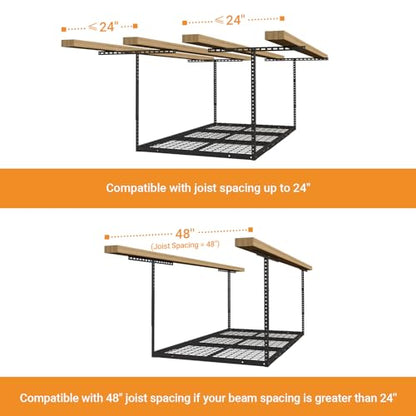 4x6ft Overhead Ceiling Garage Storage Rack