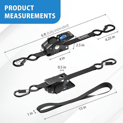 USA Based Retractable Ratchet Straps (4 Count)