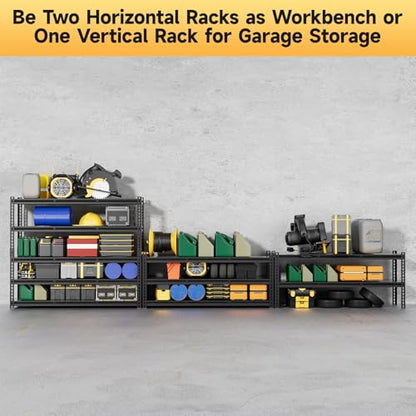 5 Tier 60”W X 20”D X 72”H Garage Shelving Heavy Duty 3000LBS Shop Shelves Heavy Duty Adjustable Unit Rack Metal Rack (5 Count)