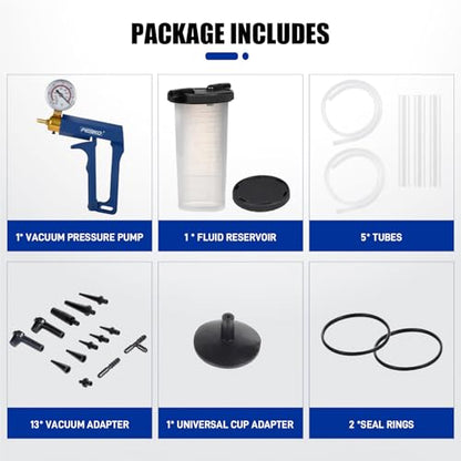 Hand Vacuum Pump Brake Bleeder Kit Fluid Extractor Pump Vacuum Gauge