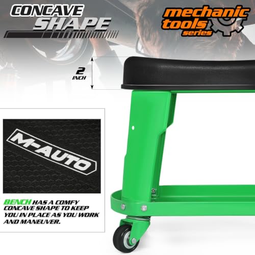 Heavy Duty Garage Rolling Work Seat 300LBS Capacity Mechanics Stool with Wheels