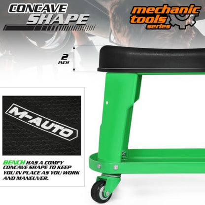Heavy Duty Garage Rolling Work Seat 300LBS Capacity Mechanics Stool with Wheels
