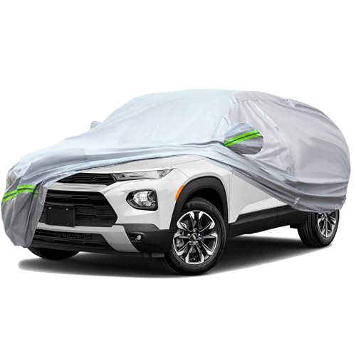 6 Layers Premium Full Car Cover Hard Shell Zipper Design Waterproof All Weather Weatherproof UV Sun Protection Snow Dust Storm Resistant Outdoor with Straps