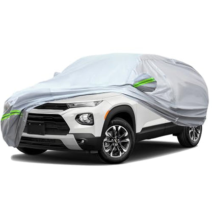 6 Layers Premium Full Car Cover Hard Shell Zipper Design Waterproof All Weather Weatherproof UV Sun Protection Snow Dust Storm Resistant Outdoor with Straps